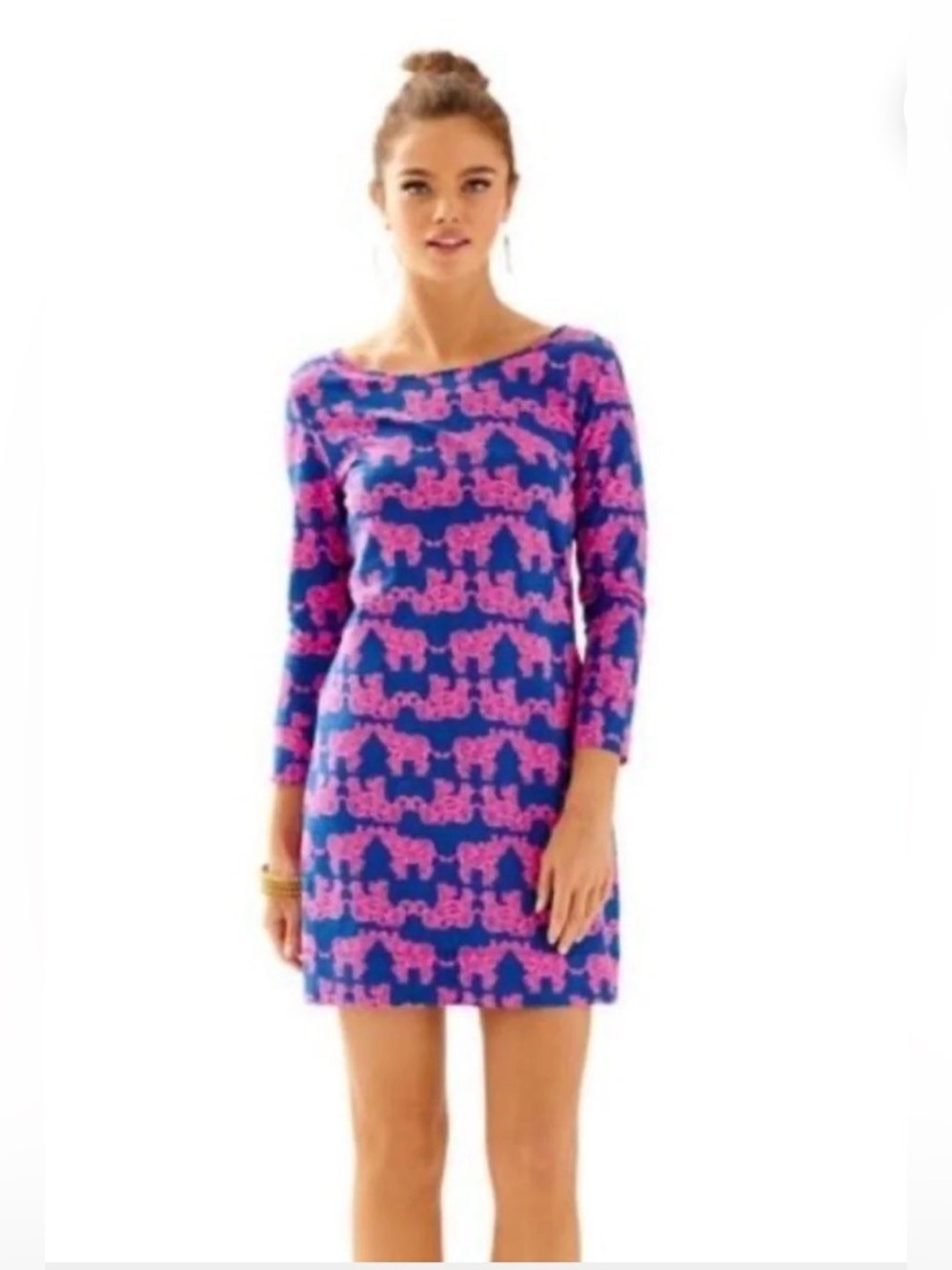 Lilly Pulitzer Marlowe ‘Pack Your Trunk’ Shift Mini Dress 3/4 Sleeve Pima Cotton